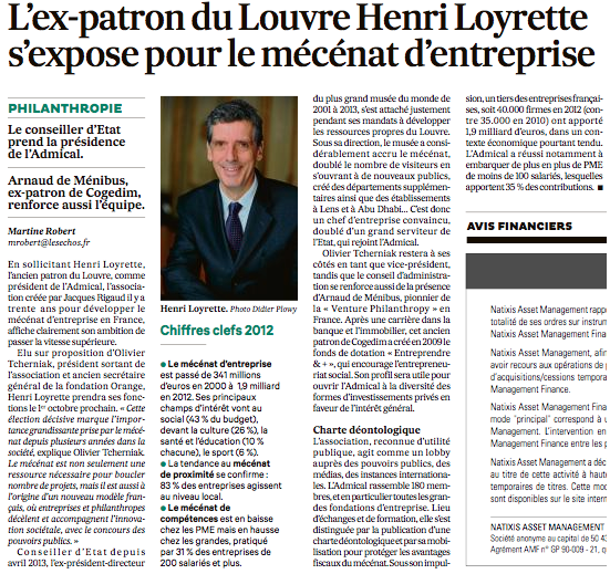 Henri Loyrette - mécénat d'entreprise